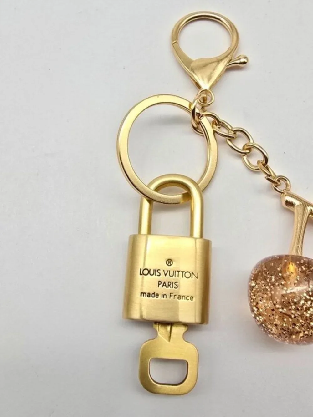Authentic Louis Vuitton Gold Padlock 🔒 Key Set w/ Unbranded Cherry Bag Charm